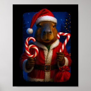 Grappige 67 Santa Capyra Zes Zeven Ironische Kerst Poster