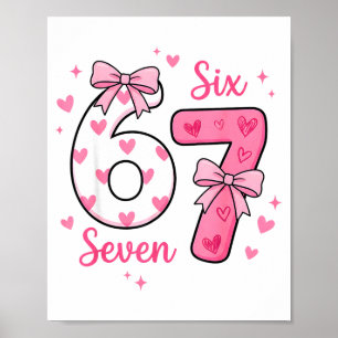 Grappige 67 Schattige Zes Zeven Meme Roze Harten B Poster