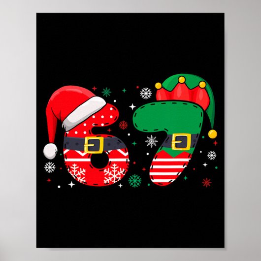 Grappige 67 Six Seven Meme 6-7 Kerstmis Xmas Pyjam Poster (Voorkant)