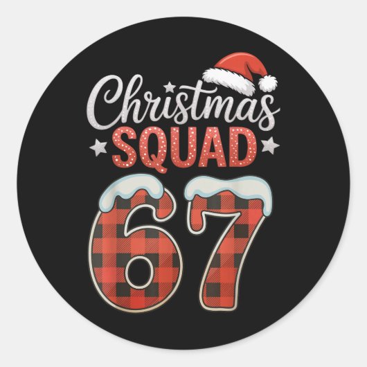 Grappige 67 Six Seven Meme Brainrot 67 Kerst Vieri Ronde Sticker (Voorkant)