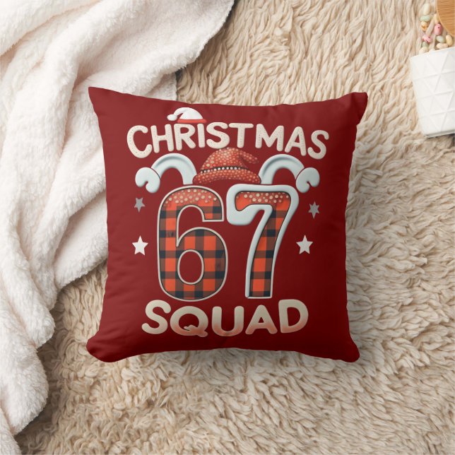 Grappige 67 Six Seven Meme Brainrot Kerstploeg Kussen (Deken)