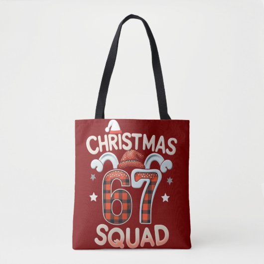 Grappige 67 Six Seven Meme Brainrot  Kerstploeg Tote Bag (Voorkant)