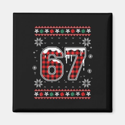 Grappige 67 Six Seven Squad Meme Kerstmis Lelijke Magneet (Voorkant)