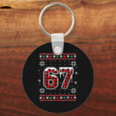 Grappige 67 Six Seven Squad Meme Kerstmis Lelijke Sleutelhanger (Voorkant)