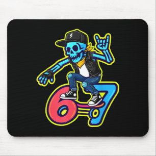 Grappige 67 Skelet Skater Meme Retro Skateboarden Muismat