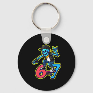 Grappige 67 Skelet Skater Meme Retro Skateboarden Sleutelhanger