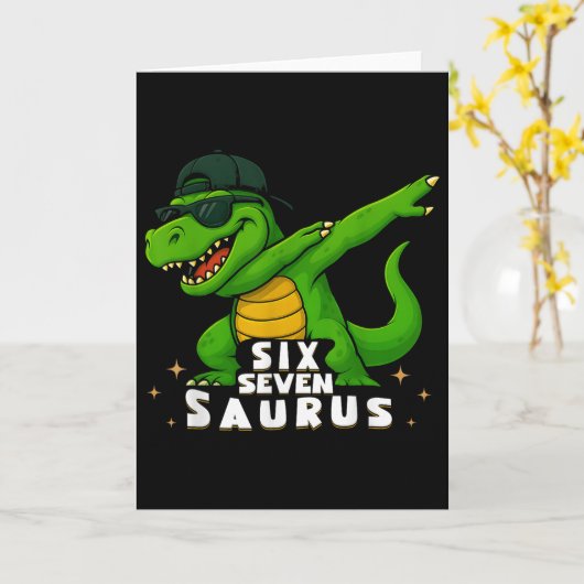 Grappige 67 T Rex Dinosaurus Zes Zeven Nummers Jon Kaart (Gele Bloem)
