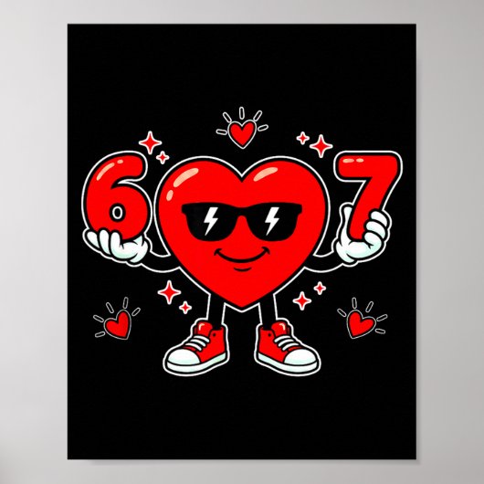 Grappige 67 Valentijnsdag Dabbing Hart Liefde 67 M Poster (Voorkant)