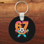Grappige 67 Voetbal Drip Nummer 67 Voetbal _1 Sleutelhanger (Voorkant)