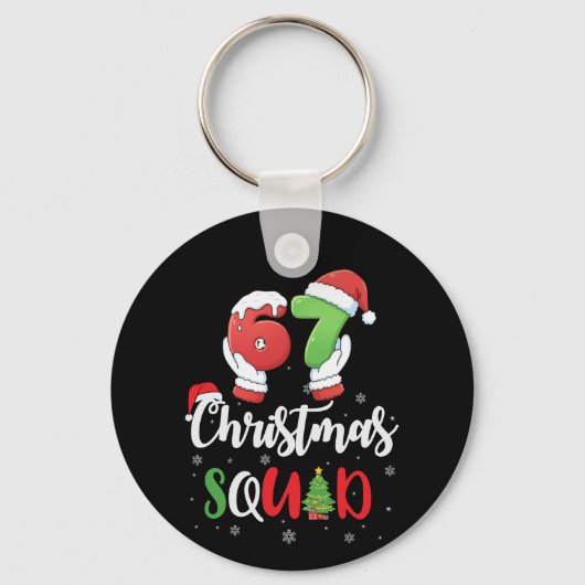 Grappige 67 Zes Zeven Brianrot Kerst Team Sleutelhanger (Voorkant)