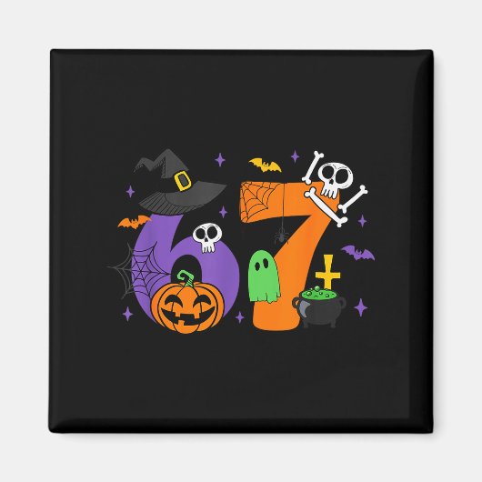 Grappige 67 Zes Zeven Halloween Meme Gen Alpha Magneet (Voorkant)