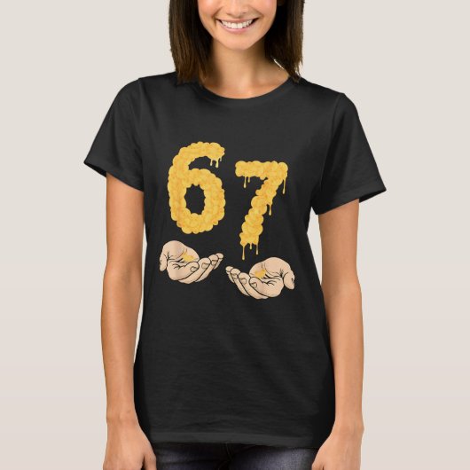 Grappige 67 Zes Zeven Kaasachtige Mac &amp; Cheese T-shirt (Voorkant)