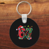 Grappige 67 Zes Zeven Kerst IJshockey Sleutelhanger (Voorkant)
