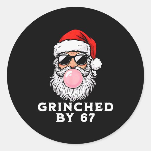 Grappige 67 Zes Zeven Kerst Meme Brainrot 67 Bewer Ronde Sticker (Voorkant)