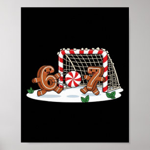 Grappige 67 Zes Zeven Kerstbrood Voetbal Kerstmis Poster