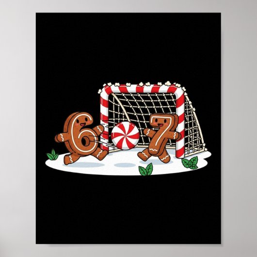 Grappige 67 Zes Zeven Kerstbrood Voetbal Kerstmis Poster (Voorkant)