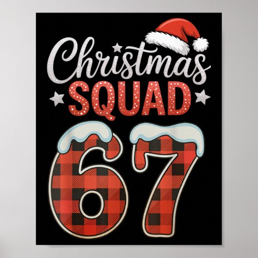 Grappige 67 Zes Zeven Meme Brainrot 67 Kerst Vierk Poster (Voorkant)