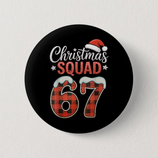 Grappige 67 Zes Zeven Meme Brainrot 67 Kerst Vierk Ronde Button 5,7 Cm (Voorkant)