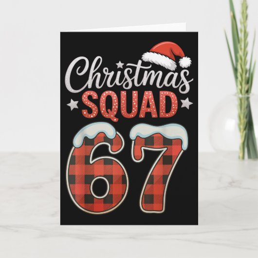 Grappige 67 Zes Zeven Meme Brainrot 67 Kerstmis Sq Kaart (Voorkant)