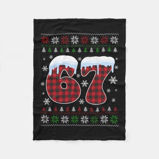 Grappige 67 Zes Zeven Meme Brainrot Afgang Kerstmi Fleece Deken (Voorkant)