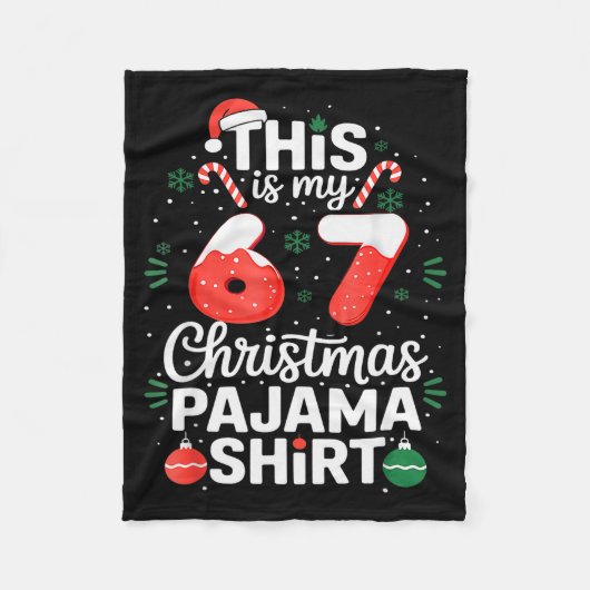 Grappige 67 Zes Zeven Meme Brainrot Afgang Kerstmi Fleece Deken (Voorkant)