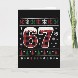 Grappige 67 Zes Zeven Meme Brainrot Afgang Kerstmi Kaart