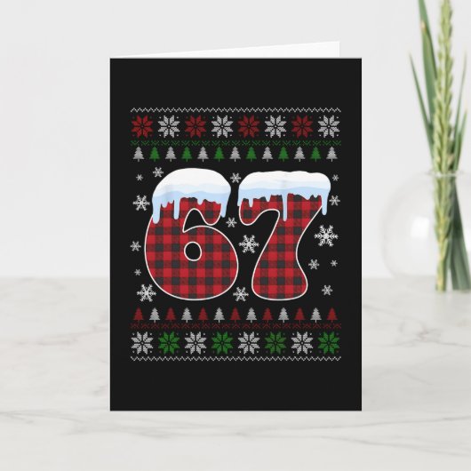 Grappige 67 Zes Zeven Meme Brainrot Afgang Kerstmi Kaart (Voorkant)