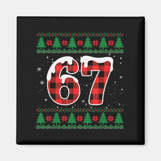 Grappige 67 Zes Zeven Meme Brainrot Afgang Kerstmi Magneet (Voorkant)