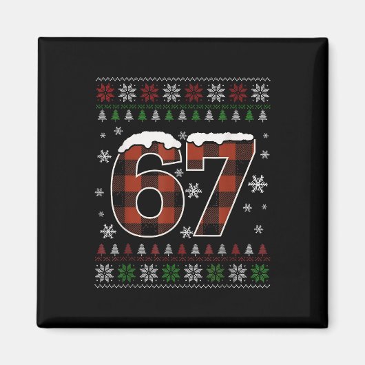 Grappige 67 Zes Zeven Meme Brainrot Afgang Kerstmi Magneet (Voorkant)