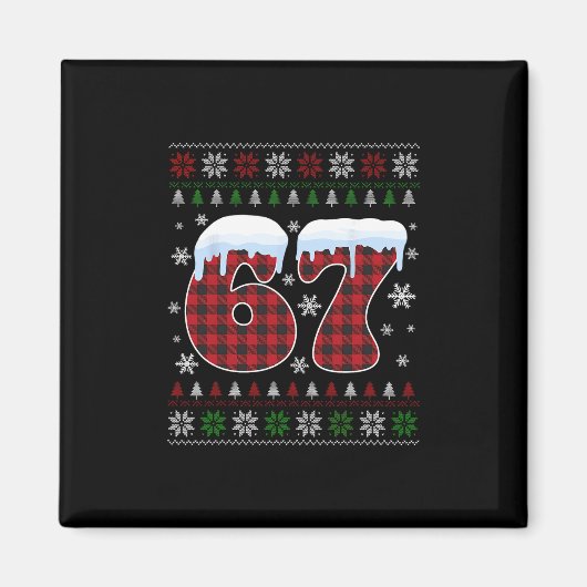 Grappige 67 Zes Zeven Meme Brainrot Afgang Kerstmi Magneet (Voorkant)