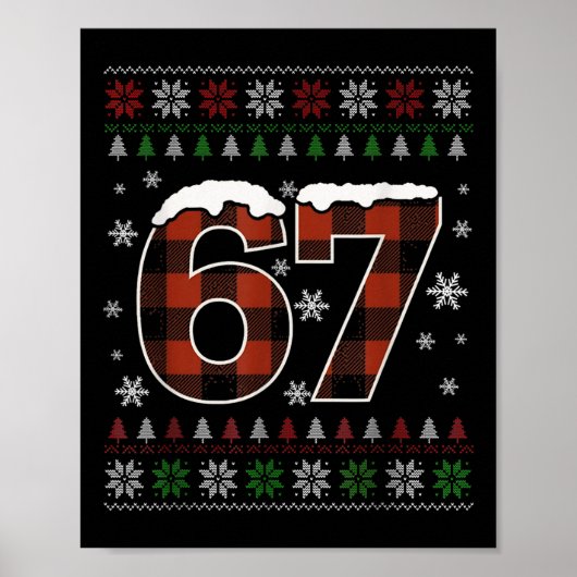 Grappige 67 Zes Zeven Meme Brainrot Afgang Kerstmi Poster (Voorkant)