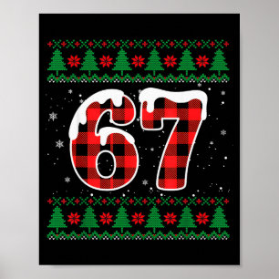 Grappige 67 Zes Zeven Meme Brainrot Afgang Kerstmi Poster