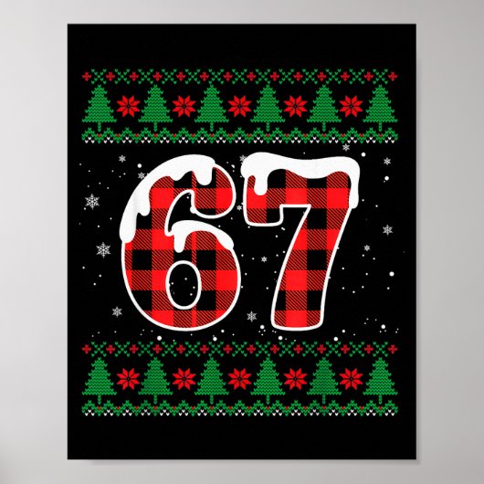 Grappige 67 Zes Zeven Meme Brainrot Afgang Kerstmi Poster (Voorkant)