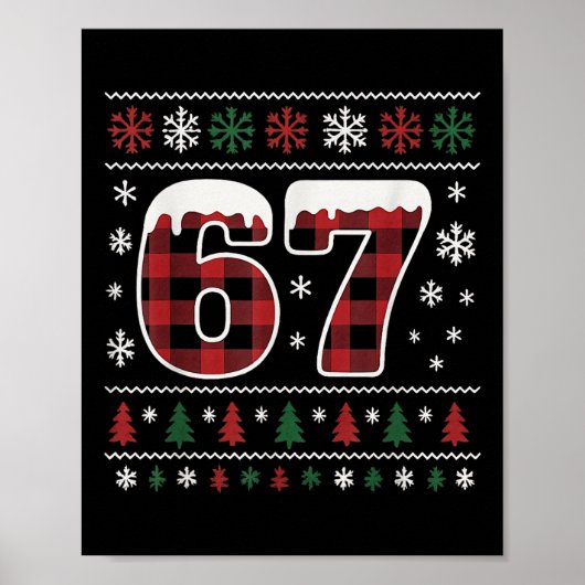 Grappige 67 Zes Zeven Meme Brainrot Afgang Kerstmi Poster (Voorkant)