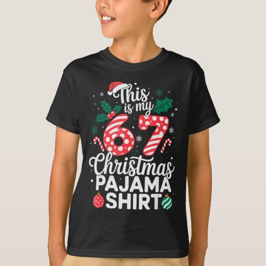 Grappige 67 Zes Zeven Meme Brainrot Afgang Kerstmi T-shirt (Voorkant)