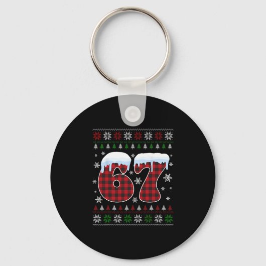 Grappige 67 Zes Zeven Meme Brainrot Cringe Kerst Sleutelhanger (Voorkant)