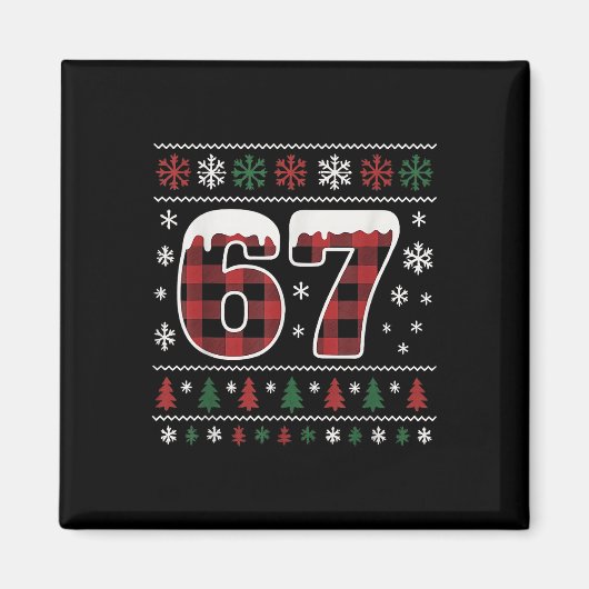 Grappige 67 Zes Zeven Meme Brainrot Cringe Kerstmi Magneet (Voorkant)