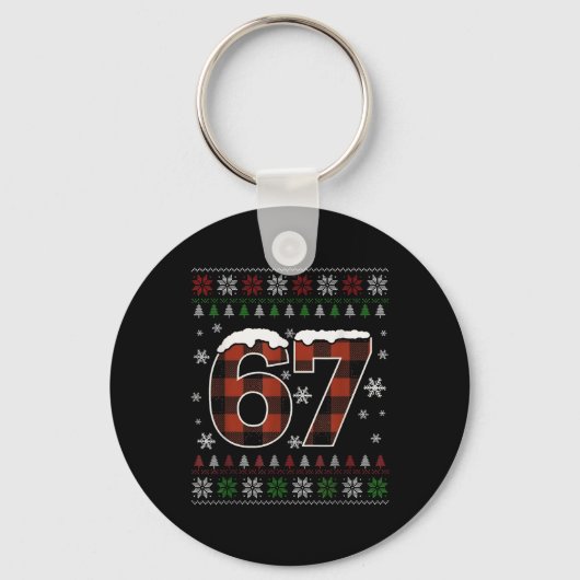 Grappige 67 Zes Zeven Meme Brainrot Cringe Kerstmi Sleutelhanger (Voorkant)