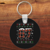 Grappige 67 Zes Zeven Meme Brainrot Cringe Kerstmi Sleutelhanger (Voorkant)