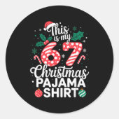 Grappige 67 Zes Zeven Meme Brainrot Gênant Kerstmi Ronde Sticker (Voorkant)