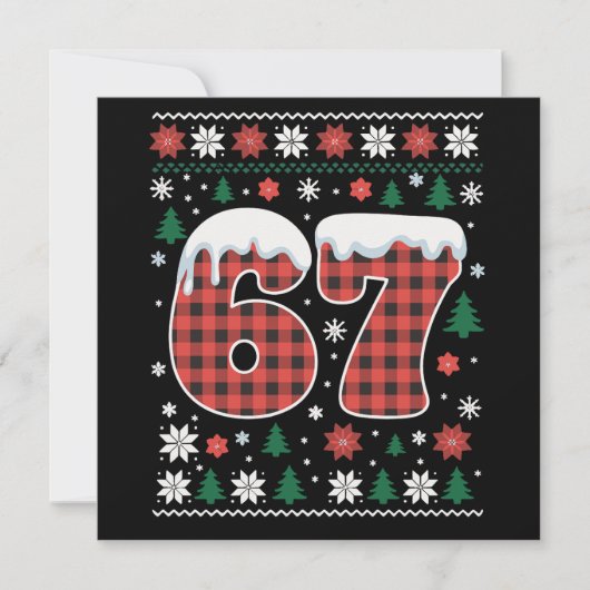 Grappige 67 Zes Zeven Meme Cringe Kerst Rood Gerui Feestdagenkaart (Voorkant)