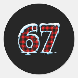 Grappige 67 Zes Zeven Meme Kerst Pijama Ronde Sticker