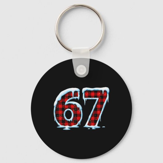 Grappige 67 Zes Zeven Meme Kerst Pyjama Sleutelhanger (Voorkant)