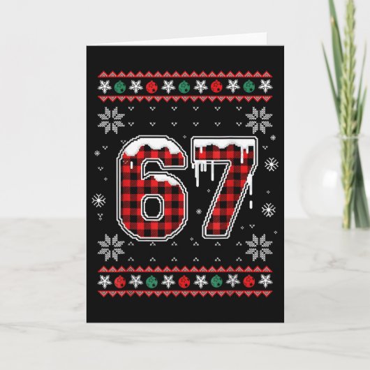 Grappige 67 Zes Zeven Squad Meme Kerstmis Lelijke Kaart (Voorkant)