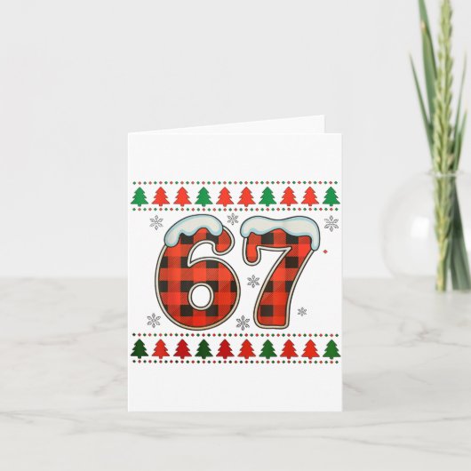 Grappige 67 Zes Zeven Squad Meme Kerstmis Verschri Kaart (Voorkant)