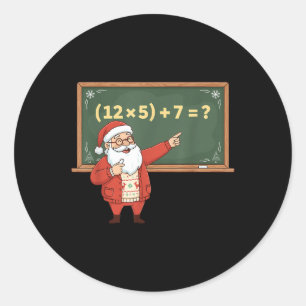 Grappige 67 Zes Zeven Wiskunde Leraren Kerst Meme Ronde Sticker