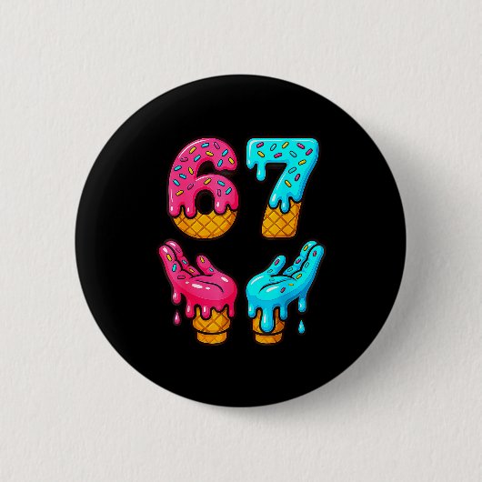 Grappige 6 7 67 Six Seven Meme Ronde Button 5,7 Cm (Voorkant)