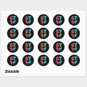 Grappige 6 7 67 Zes Zeven Meme Ronde Sticker (Vel)