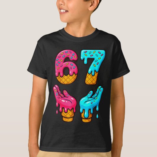 Grappige 6 7 67 Zes Zeven Meme T-shirt (Voorkant)