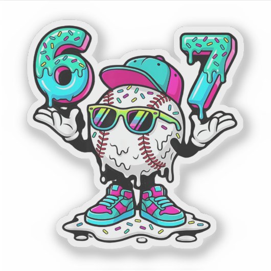 Grappige 6 7 Baseball Drip Meme Vinyl Sticker (Voorkant)